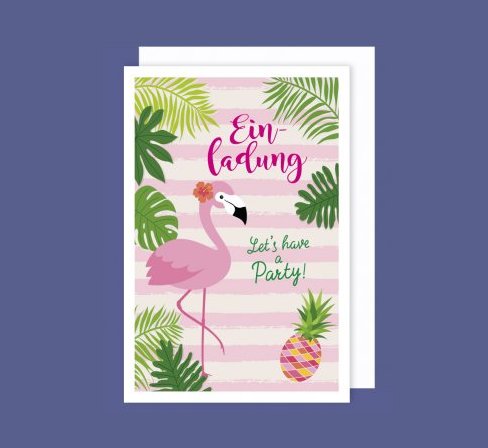 Einladungskarten Flamingo