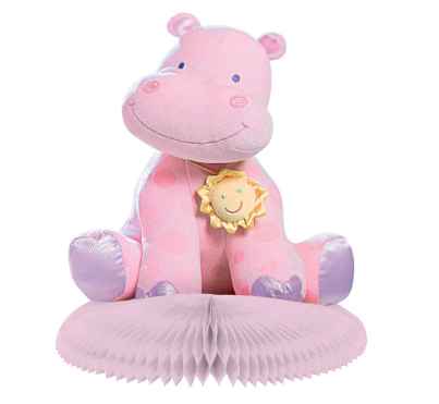 Geburt Tischdeko Nilpferd Rosa