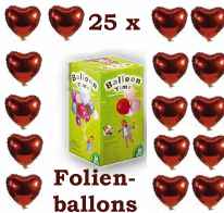 Hochzeit 25x Folien Herzballons + Helium