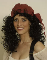 Piratin Tuch mit Locken schwarz