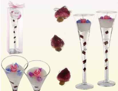 Gel Wachskerze im Champagnerglas