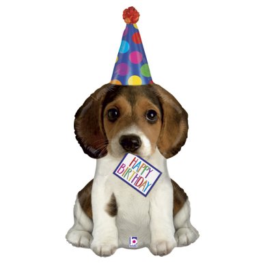 Luftballon als Hund mit Happy Birthday