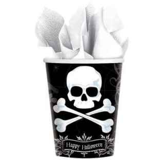 Halloween - 18x Trinkbecher Black Skull