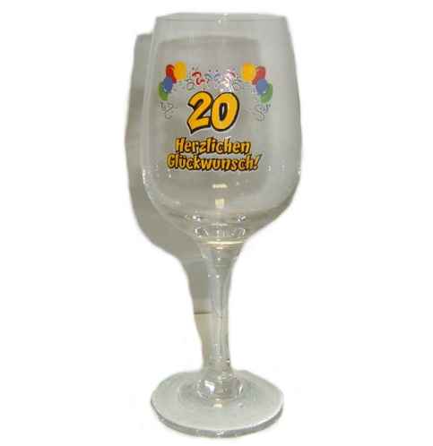 Weinglas mit Zahl 20