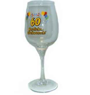 Weinglas mit Zahl 60