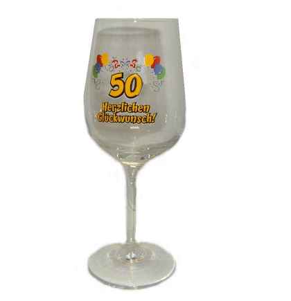 Weinglas mit Zahl 50