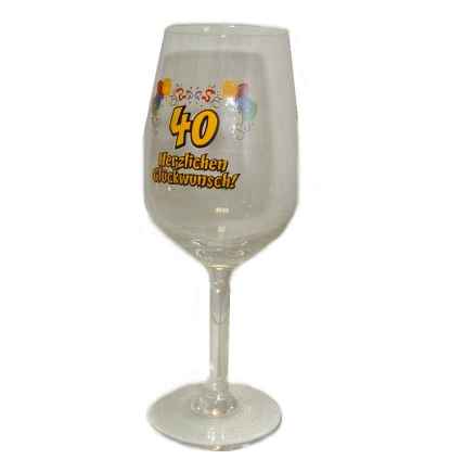 Weinglas mit Zahl 40
