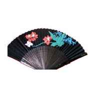 F�cher Asien Geisha schwarz Seide