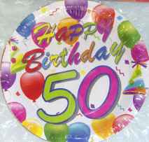 50. Geburtstag - Pappteller, 6 St�ck