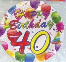 40. Geburtstag - Pappteller, 6 St�ck