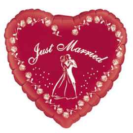 Herz Just Married, rot, 45 cm
