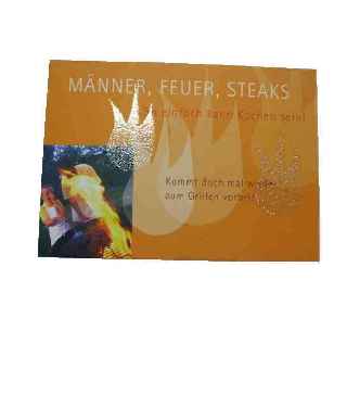 Postkarte - Mnner,Feuer,Steaks