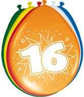 8 x Rundballon Zahl 16