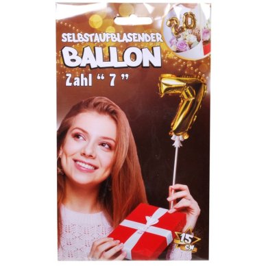 Ballon selbstaufblasend Zahl 7, gold