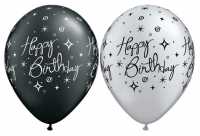 Happy Birthday Ballons,silber/schwarz
