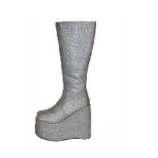 Disco Stiefel Plateau Silber