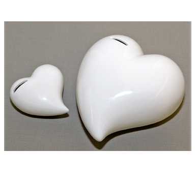 Spardose Herz, wei�, 12 cm