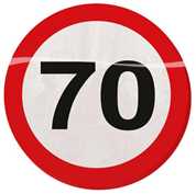 Pappteller Verkehrsschild  70