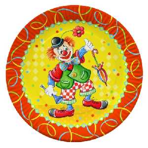 Pappteller mit Clown, 100 Stck
