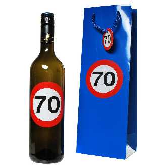 Zum 70. Geburtstag Wein mit Flaschentasche