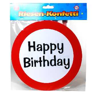 Folienballon Happy Birthday, Verkehrsschild