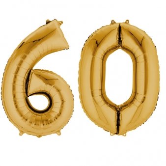 60. Geburtstag XXL Zahl 60, gold