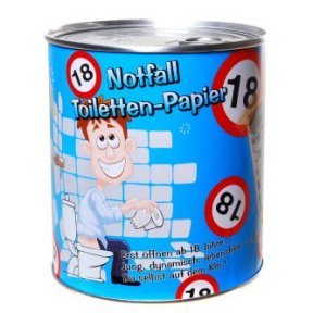 Toilettenpapier in Metalldose zum 18.