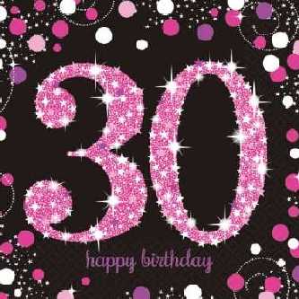 Happy Birthday Sparkling Servietten 30,pink