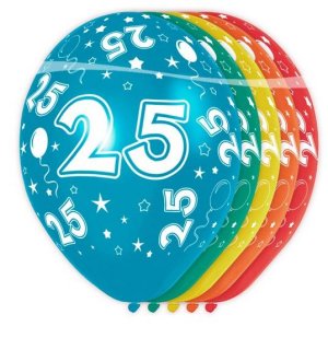 Geburtstag-5x Zahlenballons mit Zahl 25