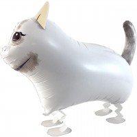 1  Laufender Ballon -  50cm - Weisse Katze