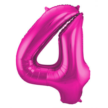 Magenta Folienballon Zahl 4 - Mae: 86 cm