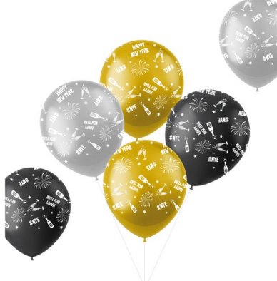 Luftballons zu Silvester mit Druck, 6 Stck