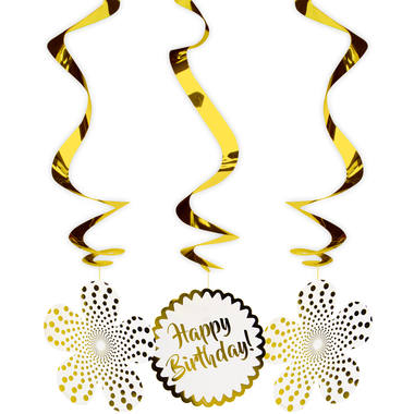Happy Birthday Swirl Hnger, gold