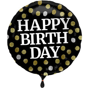 Folienballon Glossy Happy Birthday, schwarz