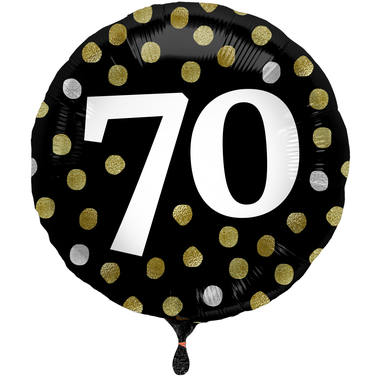 Ballon Glossy Happy Birthday 70, schwarz