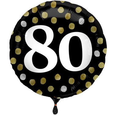 Ballon Glossy Happy Birthday 80, schwarz