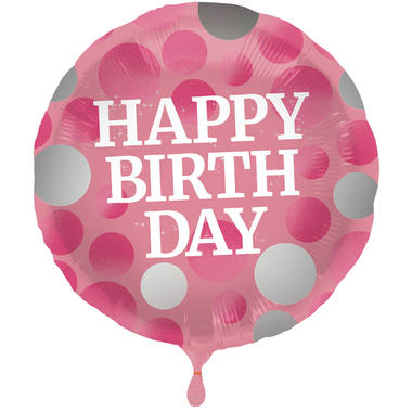 Folienballon Glossy Happy Birthday, pink