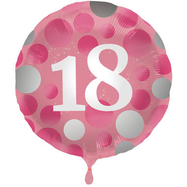 Ballon Glossy Happy Birthday 18, pink