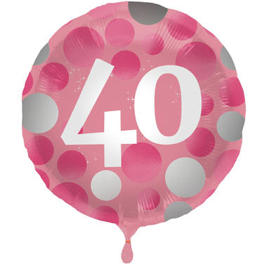 Ballon Glossy Happy Birthday 40, pink