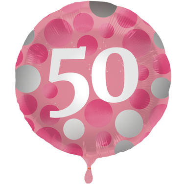 Ballon Glossy Happy Birthday 50, pink