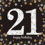 Happy Birthday Sparkling Servietten 21, gold