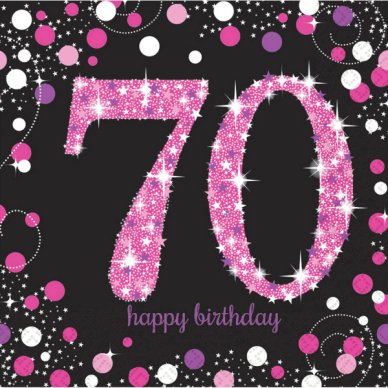 Happy Birthday Sparkling Servietten 70, pink