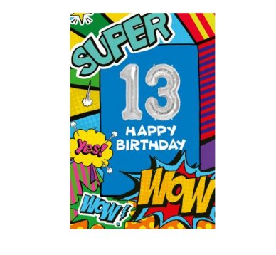 Zum 13.Geburtstag - Glckwunschkarte mit Ballon