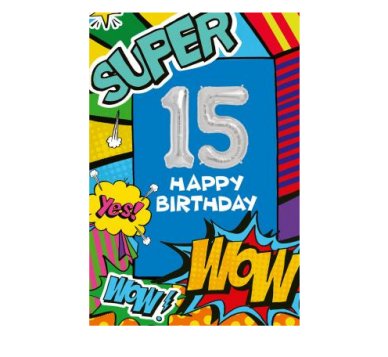 Zum 15.Geburtstag - Glckwunschkarte mit Ballon