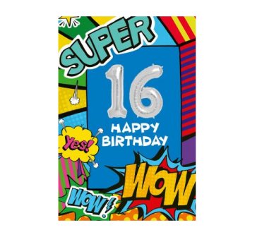 Zum 16.Geburtstag - Glckwunschkarte mit Ballon