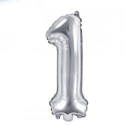 Zahlenballon Silber - Zahl 1 - 35 cm