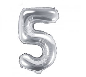 Zahlenballon Silber - Zahl 5 - 35 cm