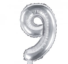 Zahlenballon Silber - Zahl 9 - 35 cm