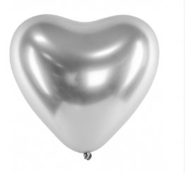 Herz Luftballons 28cm Glossy Silber, 25 Stck