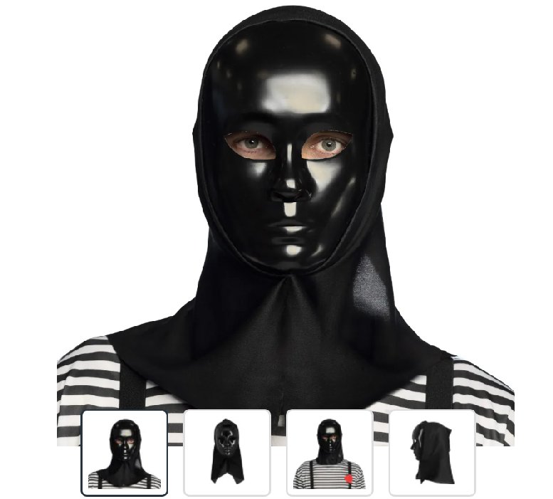 Maske Pantomime mit Kapuze schwarz